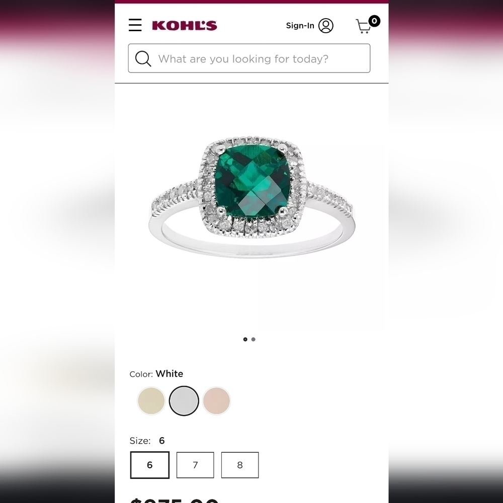 Lab Created Emerald 10k White Gold 1/5 Carat Tw D… - image 3